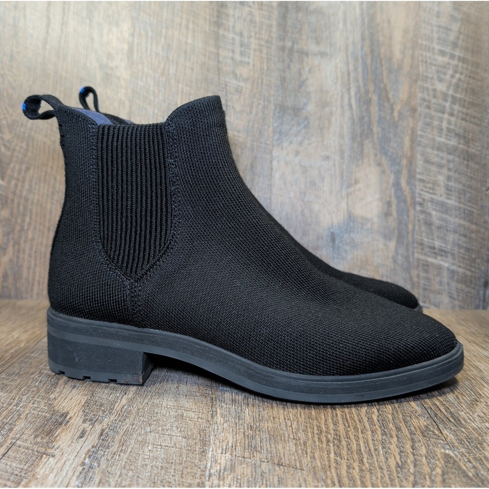 Rothy's The Lug Chelsea Boots Womens Size 9 Onyx Black Knit Modern Pull On - Picture 2 of 14